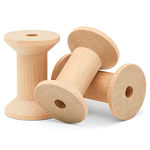 Hourglass Wooden Spools 2 x 1-3/8 Inch, Pack of 50 Large Wood Spools, Unfinished Birch, Splinter-Free for Crafts by Woodpeckers Woodpeckers