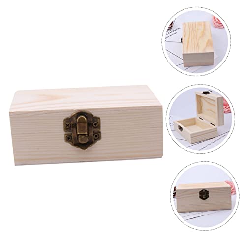 ARTIBETTER 4pcs Box wooden box craft storage unfinished wood crates book shelf decor retro jewelry case desk topper jewelry organizer tray tabletop ARTIBETTER