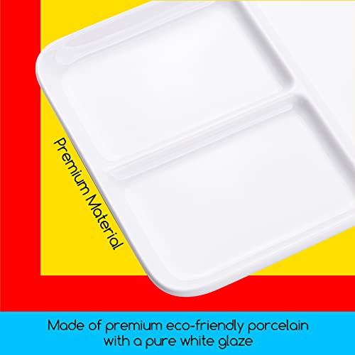 MEEDEN Ceramic Artist Paint Palette, Rectangle Porcelain Watercolor Palette, 10'' × 7'' Ceramic Mixing Tray for Gouache, Watercolor, Acrylic Painting MEEDEN