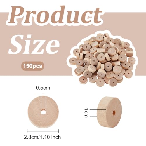 OLYCRAFT 150Pcs 1.4x0.4 Inch Wooden Craft Wheels 5mm Hole Unfinshed Wooden Wheel Blank Small Wood Wheels Flat Round Wooden Craft Wheels for DIY DIY OLYCRAFT