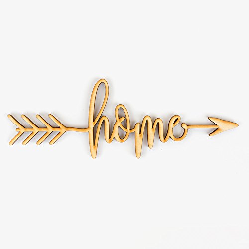 Home Arrow Wood Sign Home Decor Wall Art Rustic Front Door Unfinished 18" x 6" Woodums