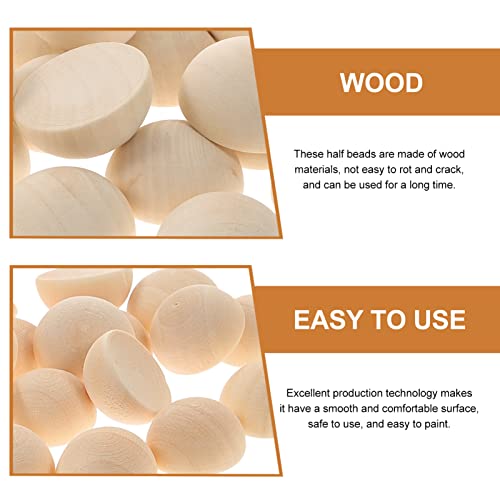 Yardwe 200pcs Wooden Hemisphere Unfinished Spacer Beads Half Craft Balls White Spray Paint Wood Unfinished Wood Beads Wood Rings for Crafts Lotus Yardwe