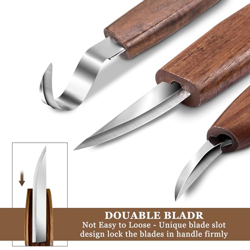 WAYCOM 12pcs Wood Whittling Kit Wood Carving Tools Set Hook Carving Knife,Detail Wood Knife,Whittling Knife Cut Resistant Gloves Leather Sheath And WAYCOM
