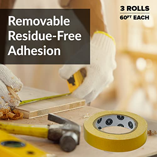 HIPPIE CRAFTER 3 Pk Double Stick Tape Double Sided Woodworking Tape 1" inch Wide Wood Tape for Woodworkers CNC Machines Routing Templates Strong HIPPIE CRAFTER