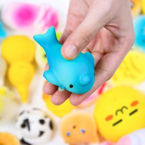 WATINC Random 70Pcs Squeeze Toys, Birthday Gifts for Kids Party Favors, Slow Rising Simulation Bread Squeeze Stress Relief Toys Goodie Bags Egg WATINC