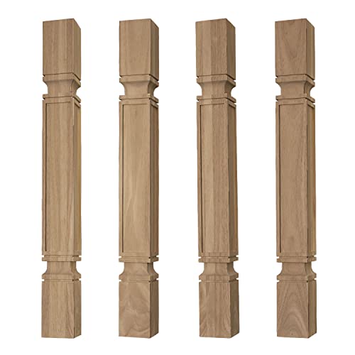 Osborne Square Mission Island Post in Rubberwood (Set of Four), Unfinished Wood Posts for Kitchen Island, Counter Height Table, Bathroom Vanity & Osborne Wood Products