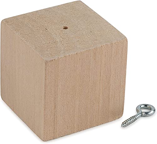 Unfinished Christmas Tree Ornaments with Screws 1-3/4-inches, Pack of 6 Pre-Drilled Cubes, Wooden Blocks for Crafts & DIY Decor, by Woodpeckers Woodpeckers