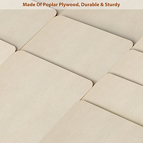 Fuyit Unfinished Wood Pieces, 50Pcs 6 x 6 Inch Blank Natural Wood Square Wooden Cutouts Board for DIY Crafts Painting, Scrabble Tiles, Coasters, Fuyit