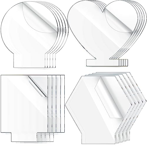 20 Pcs 2 mm Acrylic Blanks for Light Base Plastic Cast Clear Acrylic Sheet Square and Round Acrylic Panel Sign Blank with Double Sided Protective for Bucherry