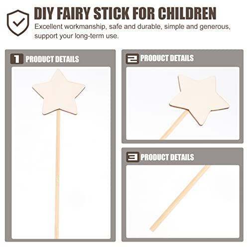 STOBOK Princess Fairy Wand Stick: 8PCS Unfinished Wooden DIY Crafts Star Magical Wand for Girls Art Show Cosplay Costume Party STOBOK
