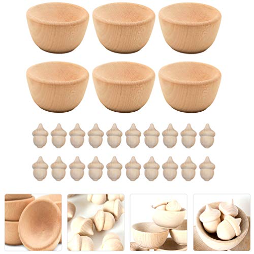 KESYOO 1 Set 26 Pcs Wooden Toys Unfinished Wood Toys for Crafts Kid Art Painting Ornament DIY Wood Bowl Ornaments Kids Toy Toys for Kids Natural Kids KESYOO