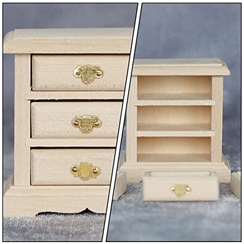 Abaodam 1pc Bedside Table Model Solid Wood Nightstand Drawer Dresser Mini Accessories Unfinished Nightstand Dollhouse Doll Decoration Dollhouse Abaodam