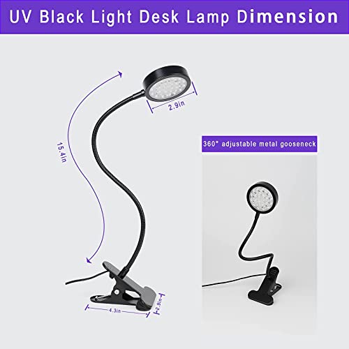 UV Light Gooseneck Curing Lamp, 5W UV Light for Resin Curing, USB 1.5m UV Resin Lamp, Wavelength 395nm UV Lamp, Flexible Gooseneck Clip UV, Black U4GLORY