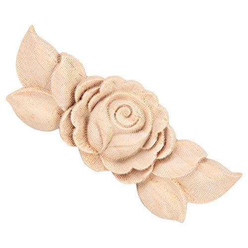 Wood Applique Rubber Wood Carved Corner Onlay Applique Furniture,Decorative Wood Appliques,Onlay Door Wall Cabinet Frame Decor Flower Shape Unpainted Pilipane