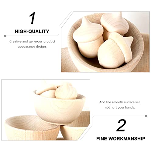 KESYOO 1 Set 26 Pcs Wooden Toys Unfinished Wood Toys for Crafts Kid Art Painting Ornament DIY Wood Bowl Ornaments Kids Toy Toys for Kids Natural Kids KESYOO