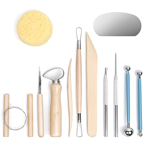 Nozomy Clay Tools,12PCS Pottery Clay Sculpting Tool Set NOZOMY