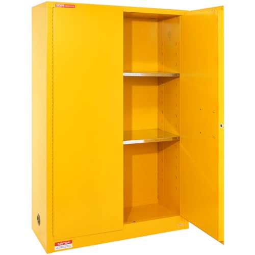 VEVOR Safety 45 Gal, Cold-Rolled Steel Flammable Liquid Storage Cabinet, 42.9 x 18.1 x 65.2 in Explosion Proof with 2 Adjustable Shelves 2 Manual VEVOR