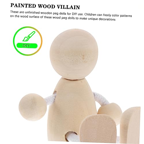 Tofficu 4pcs Unfinished Wooden Figurines Wooden Peg Dolls Unfinished Wooden Doll DIY Peg Dolls Unfinished Peg People Unfinished Dolls Pegs Wooden Tofficu