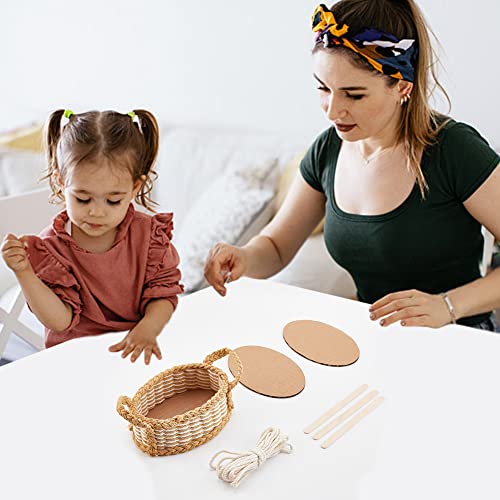 FREEBLOSS 2 Set DIY Woven Basket Kit Macrame Cord Basket Weaving Kit Basket Making Supplies, Suitable for Arts and Crafts Projects and Easter Basket FREEBLOSS