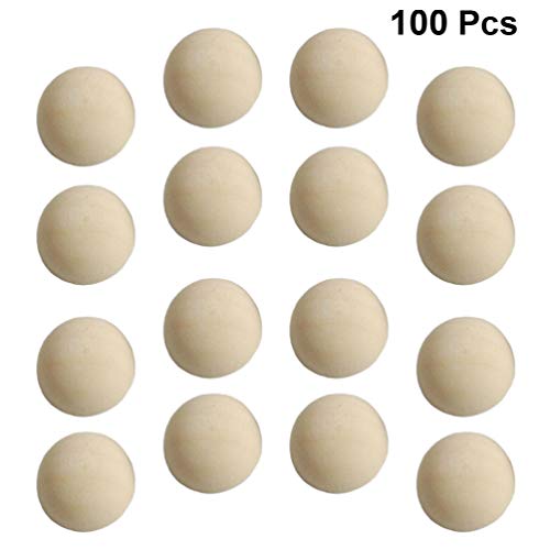 SUPVOX 100pcs Split Wood Balls Unfinished Half Wooden Balls Mini Hemisphere Half Round Craft Balls for DIY Craft Arts Christmas Decoration (Yellow SUPVOX