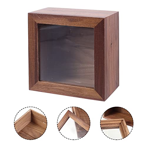Alipis Jewelry Storage Case Stash Box Wood Glass Storage Box Square Jewelry Display Case Unfinished Wood Box with Clear Window, Desktop Storage Box Alipis