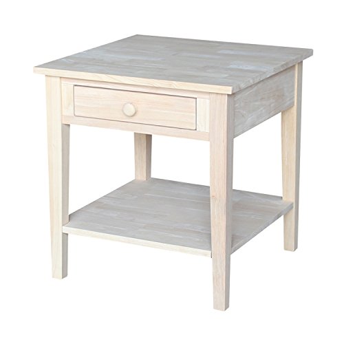 IC International Concepts Spencer End Table, 24 in W x 24 in D x 25 in H, Unfinished IC International Concepts