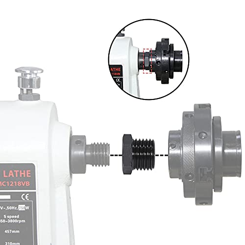 SLOYCA 1pc Woodworking Lathe Headstock Spindle Adapter M33 1 Inch M18 Wood Turning Threaded Insert Lathe Chuck Faceplate Adapter (Color : 1x8 TPI to SLOYCA