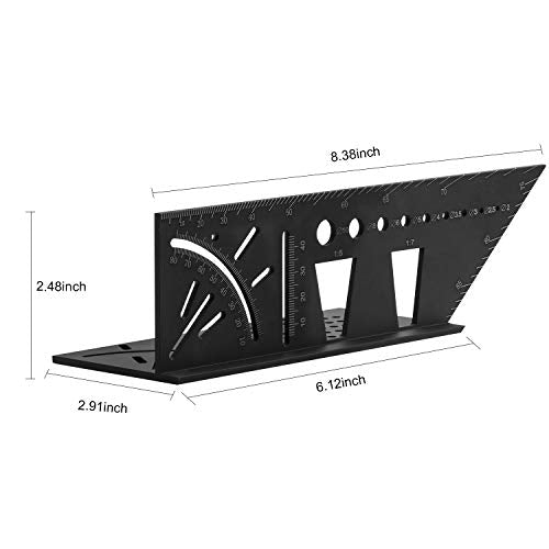 Woodworking Carpenter Square Rule,Baowox 3D Aluminum Alloy Angle Measuring Tool, Multifunction Angle Finder Woodworking Tools or Engineers Carpenters Baowox