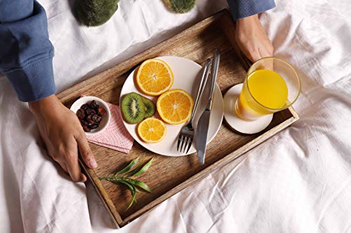 GoCraft Handmade Classic Wooden Tray Medium Size | Serveware Kitchen Accessories Tray - 15" GoCraft