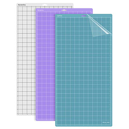 REALIKE 12x24 Cutting Mat for Cricut Maker 3/Maker/Explore 3/Air 2/Air/One,(StandardGrip, LightGrip, StrongGrip,3 Mats) Variety Adhesive Non-Slip Cut REALIKE