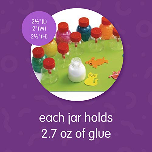Colorations Glue Jar Set, 12 Empty Glue Bottles with Brushes, Classroom, Art Supplies, School Supplies, Crafting, Kids Art, Projects, Gluing, Colorations