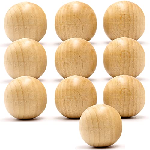 30mm Wood Beads, Bag of 10 Wood Balls for Crafts Unfinished, Wood Rounds for Crafts and DIY Projects AEVVV