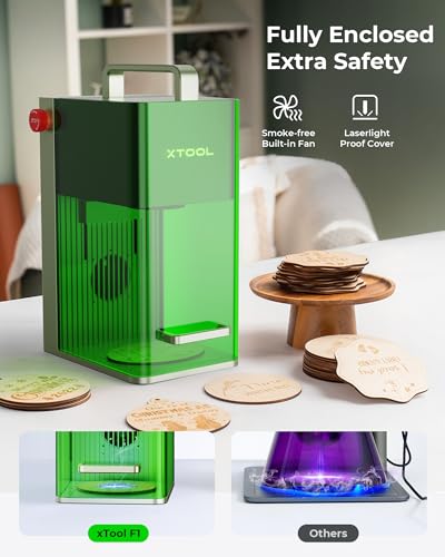xTool F1 2-in-1 Dual Laser Engraver with Slide Extension, Rotary Extension and Air Purifier, Lightning Speed Portable Fiber Laser Engraver for Metal xTool