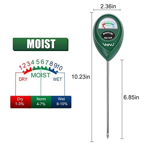 2 Pack Soil Moisture Meter, Plant Water Monitor, Lawn Moisture Meter,Soil Hygrometer Sensor for Gardening, Farming, Indoor and Outdoor Plants WNJ