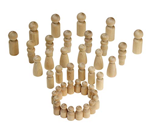 Hygloss Wood Peg Dolls – Craft Paintable Birchwood Doll People – Assorted Family, 40 Pieces Hygloss