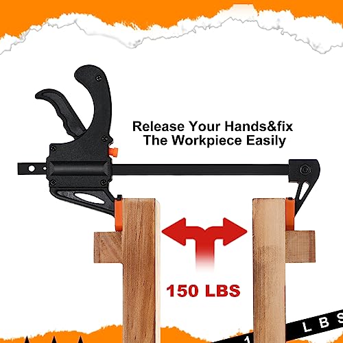 Lasnten 18 Pcs 4 Inch Bar Clamps for Woodworking Grip Craft Mini Clamps One Handed Wood Clamps Trigger Clamp Ratchet Clamp Wood Working Tools for Lasnten