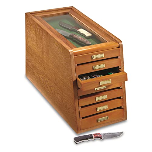 CASTLECREEK Collector's Cabinet Display Case for Collectibles, Wood 7-Drawer Storage Organizer CASTLECREEK