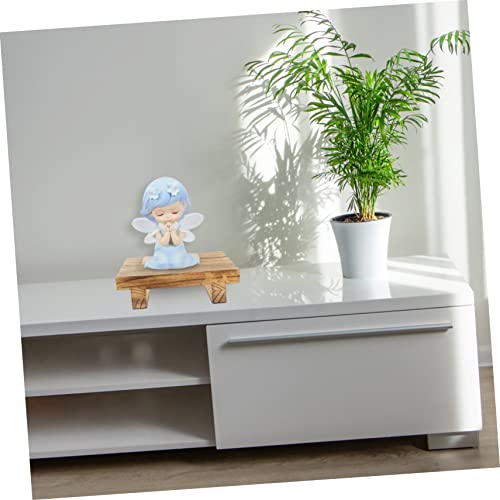 Operitacx Wooden Table Bracket Small Wood Step Succulent Plant Stand Black Tray Decor Small Plant Stand Wooden Flower Pot Planters for Indoor Plants Operitacx