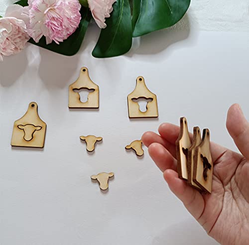 40pcs of Wood Cow Head Earring Blanks,Blank Sublimation Cow Tag/Post/Stud Animal Earrings (2'') MEYA