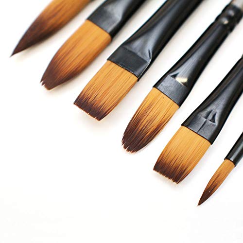 Mont Marte Gallery Series Acrylic Brush Set, 6 Piece. Selection of Synthetic Hair Paint Brushes Suitable for Acrylic Painting MONT MARTE