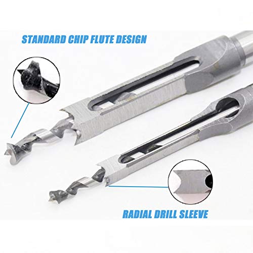 Woodworking Square Hole Drill Bits, HSS Woodworking Square Mortise Drill Bit Wood Mortising Chisel Set Woodworker Hole Saw Power Tool Kits, 1/2 Inch, HSOKEW