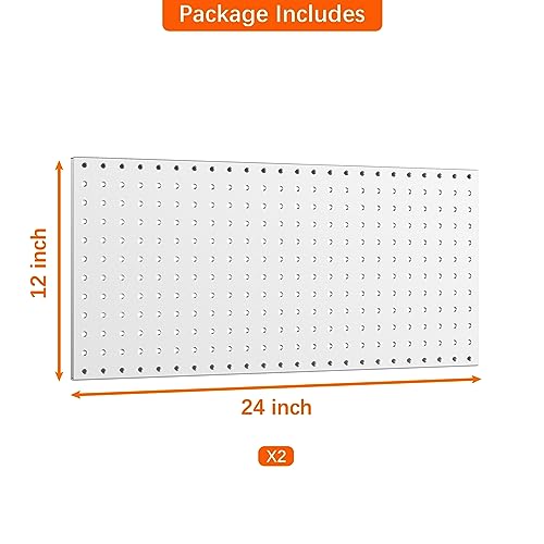 WALMANN Metal Pegboard Panels for Wall Garage Tools Pegboard Storage System for Garage, Workbench, Shed Modular Peg Board Organizer Board(Pack of 2, WALMANN