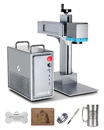 OMTECH 50W Fiber Marking Machine, 6.9x6.9 Fiber Laser Engraving Machine with JPT Laser Source, LightBurn Compatible Fiber Laser Marker and Etcher OMTech