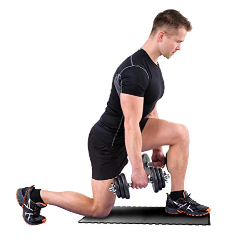 EVA Foam Mat Tiles 4-Pack - 16 SQ FT of Interlocking Padding for Garage, Playroom, or Gym Flooring - Workout Mat or Baby Playmat by Stalwart (Black) Stalwart