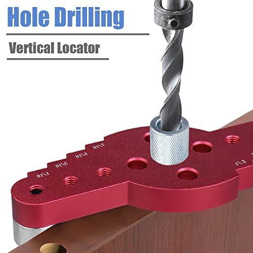 Mesee Vertical Pocket Hole Drilling Jig, 2-In-1 Woodworking Dowelling Jig Locator with Scriber Wood Dowel Drill Guide Puncher Positioner Tools for Mesee
