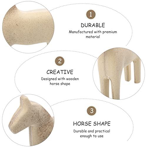 Unfinished Wooden Horse DIY Figurine: 2Pcs Blank Unpainted Dala Horse Models Kids Painting Toy for DIY Crafts Table Decoration Happyyami