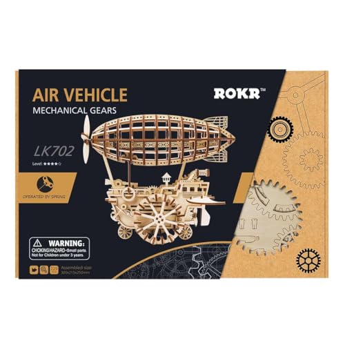 Robotime 3D Jigsaw Puzzle Construction Set DIY Mechanical Model Build Kit 3D Laser Cut Woodcraft Model Making Puzzle Challenge Gift Set for Adult and ROBOTIME