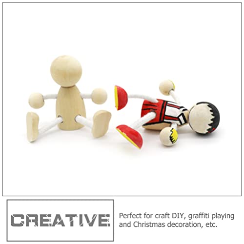 Kisangel 2 Pcs Unfinished Wood Peg Dolls Mini People Doll Robot Wooden Figures Decorative Peg Dolls Toy for Kids Painting DIY Craft Art Projects Kisangel