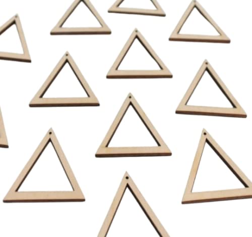 ALL SIZES BULK (12pc to 100pc) Unfinished Wood Wooden Triangle Frame Laser Cutout Dangle Earring Jewelry Blanks Charms Ornaments Shape Crafts Made in Texan Wood Crafts