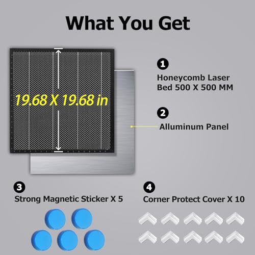 YOOPAI Honeycomb Laser Bed 500x500mm Honeycomb Working Table with Aluminum Panel for Laser Cutter Engraver Accessories, Desktop Protection, Fast Heat YOOPAI